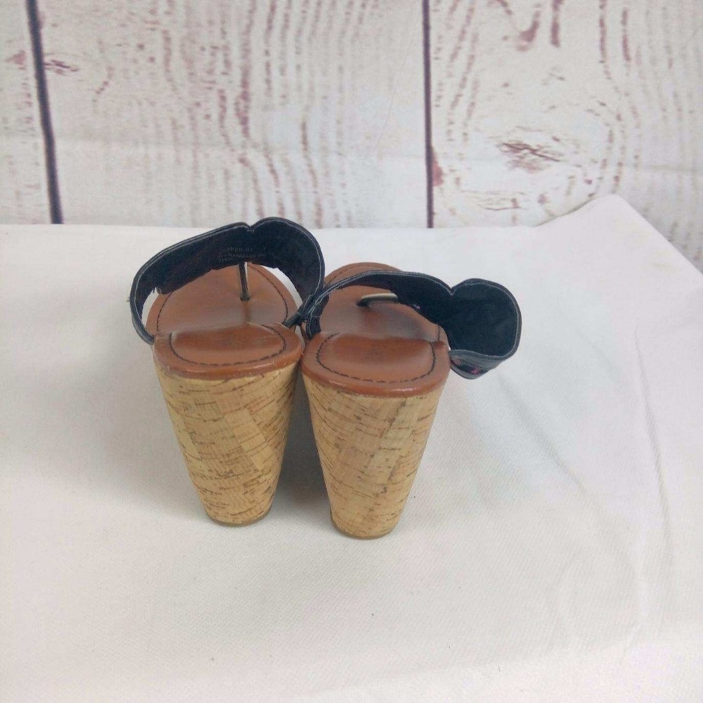 Bamboo Vesper Size 7 Black Wedge Sandals Shoes - Picture 2 of 5